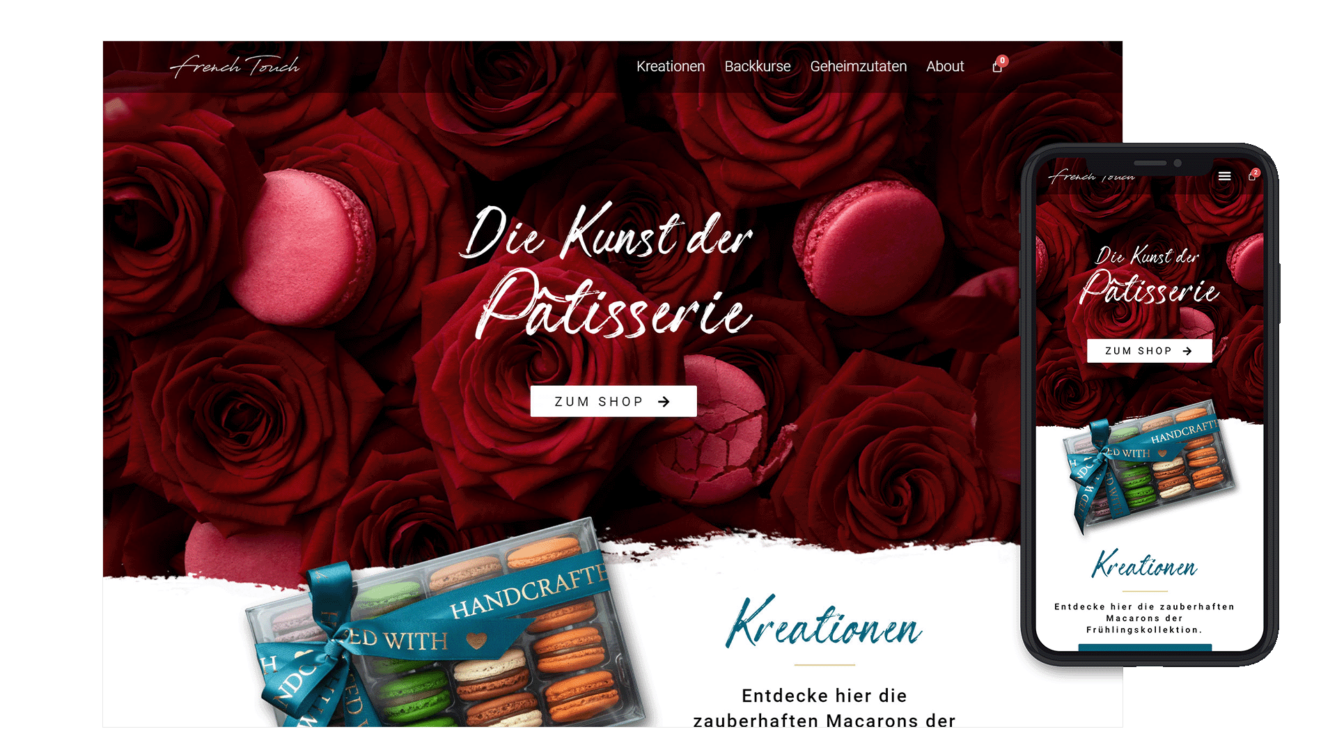 Detailansicht der Website von French Touch