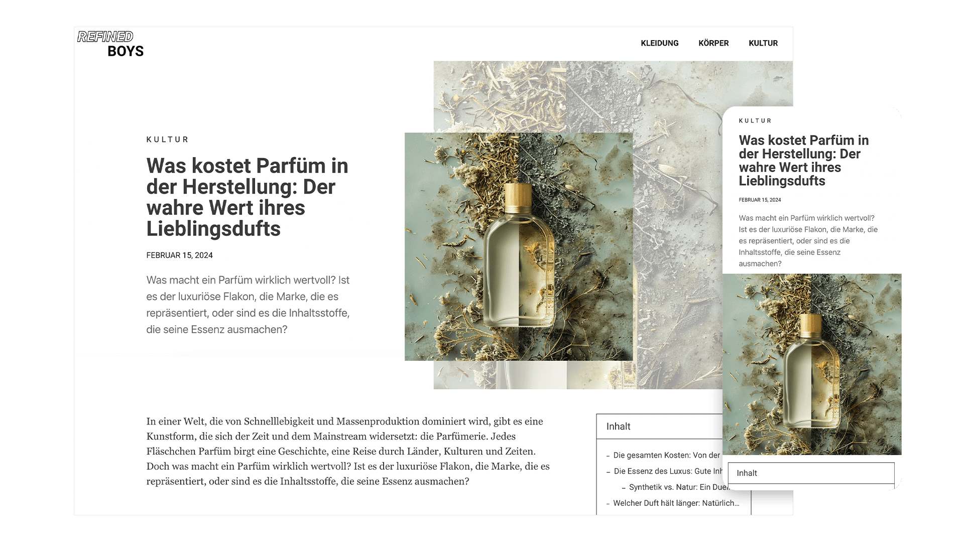 Detailansicht der Website von Refined Boys