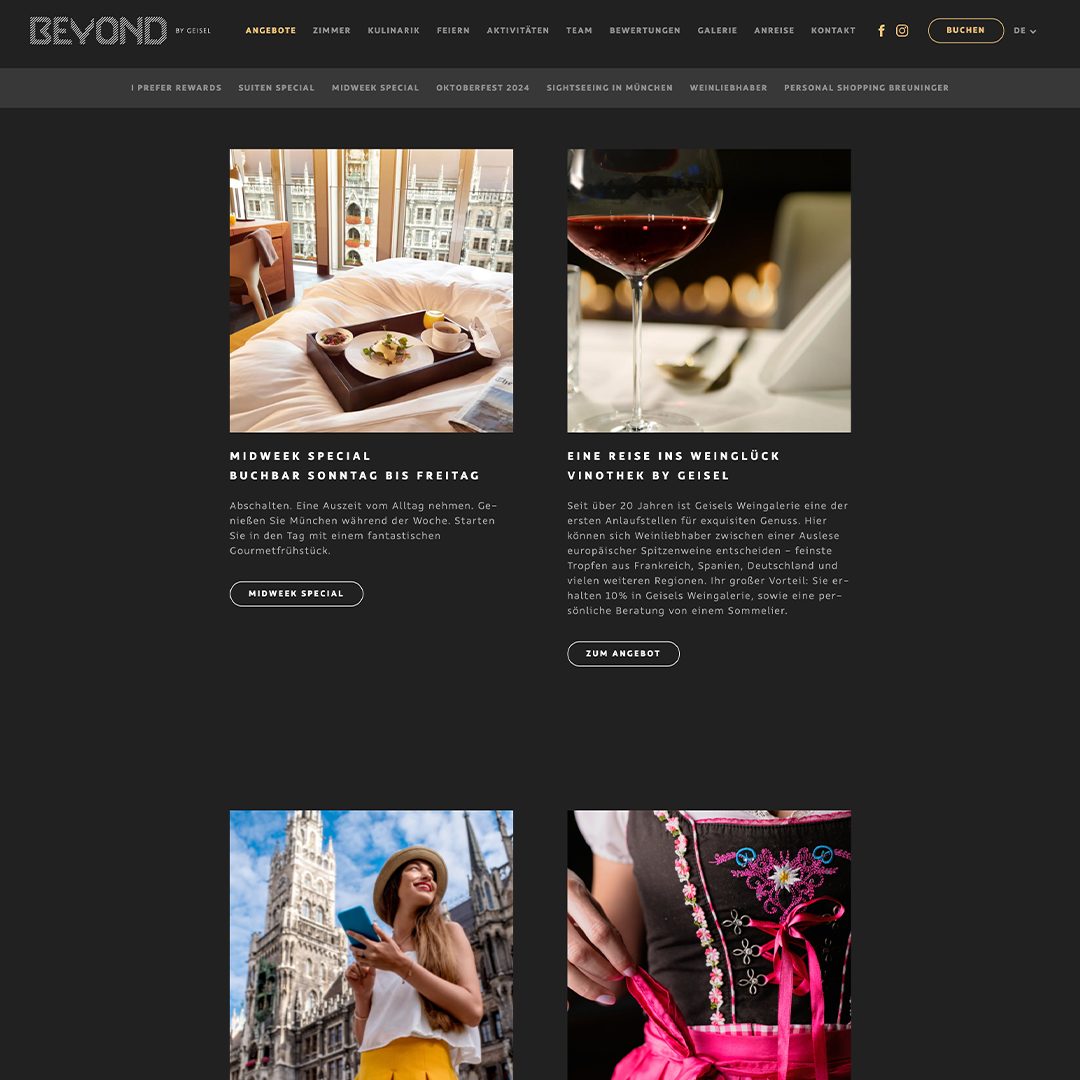 Detailansicht der Website von Beyond by Geisel