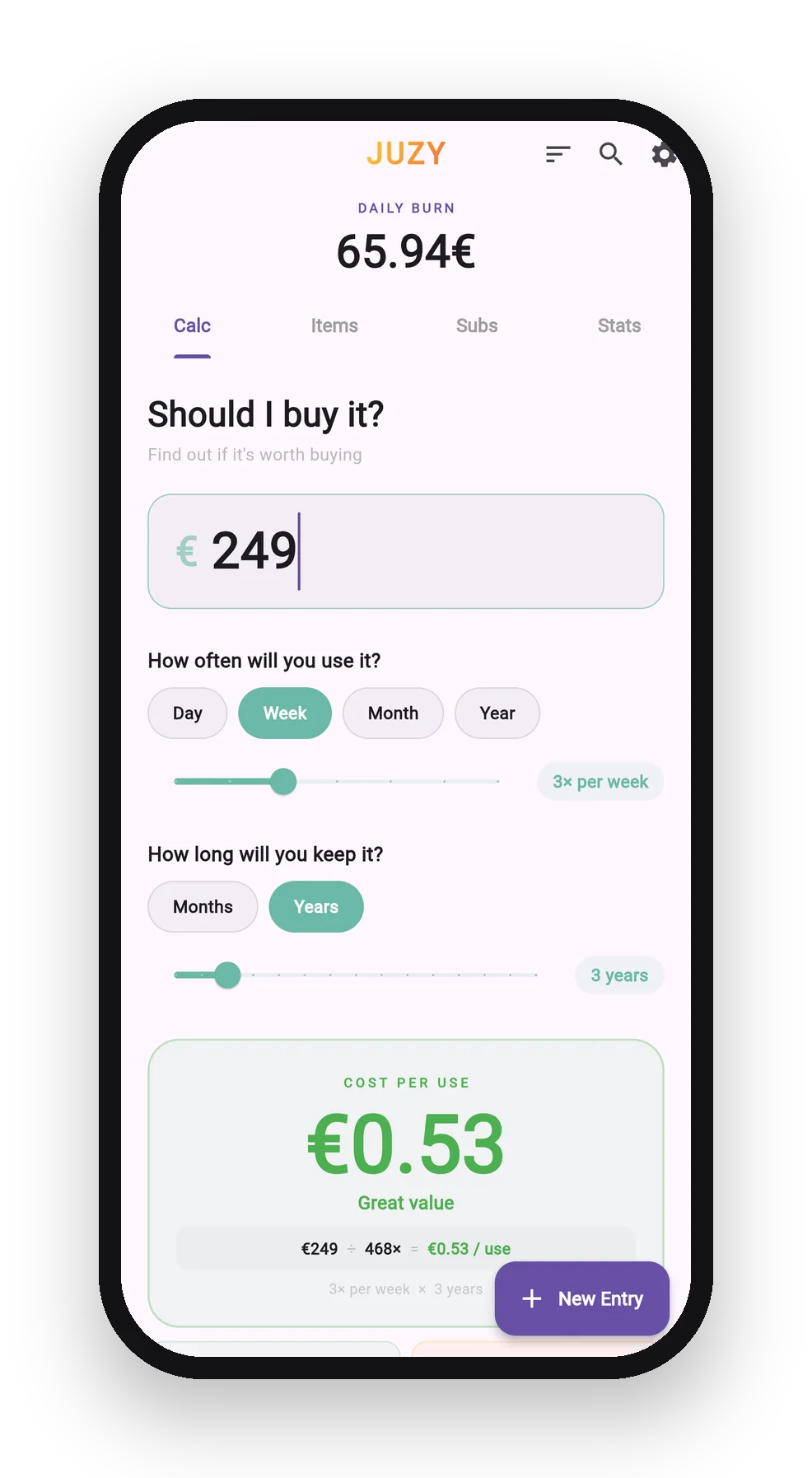 JUZY calculator: should I buy it?