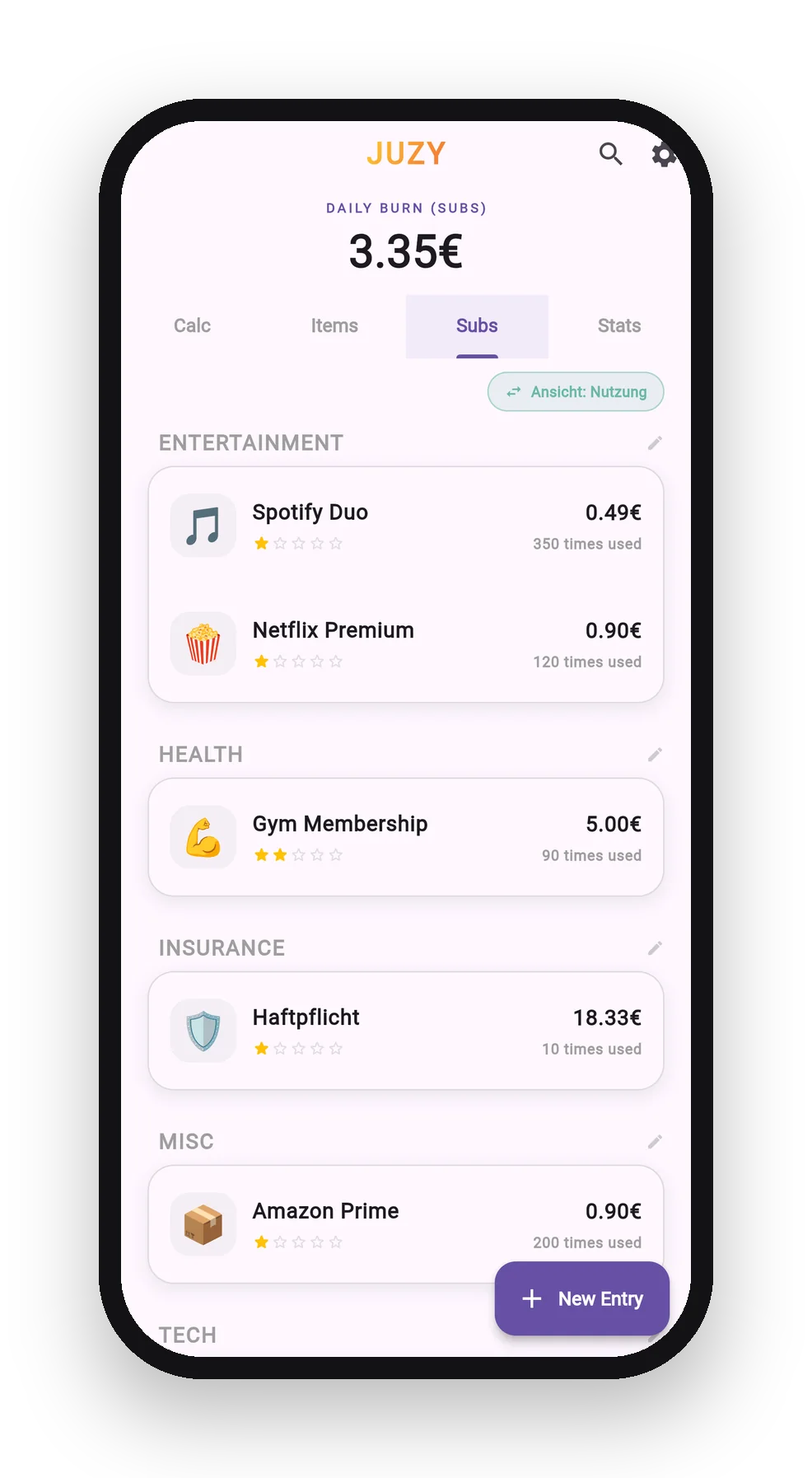 JUZY subscriptions